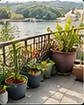 Balcony garden with planters