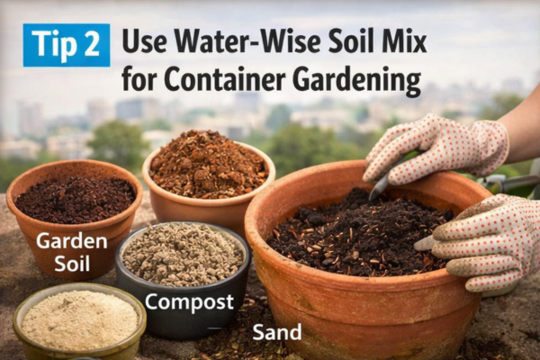 Water saving container gardening