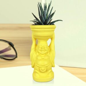 premium lightweight plastic laughing buddha planter for office cabins