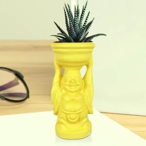 premium lightweight plastic laughing buddha planter for office cabins