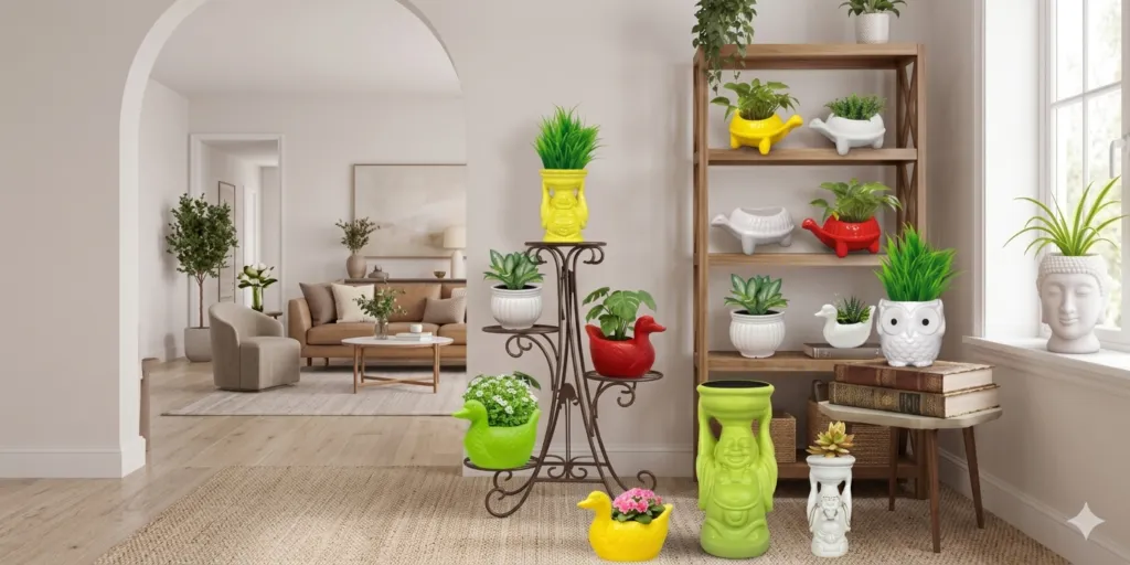 cute animal and decorative shape plastic pots for festive gifting
