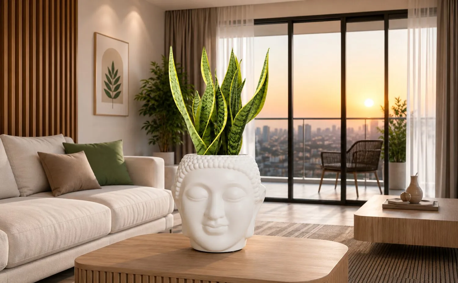 Buddha 8 inch white plastic flower pot