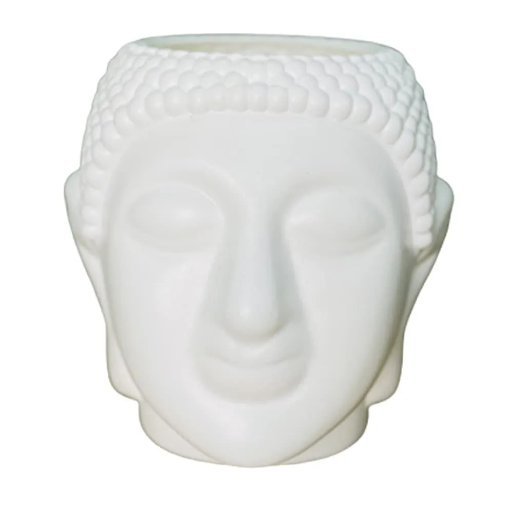 Buddha 8 inch white plastic flower pot