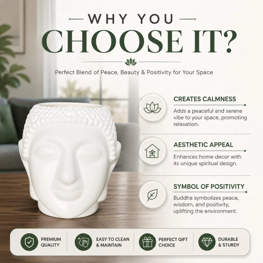 Buddha 8 inch white plastic flower pot