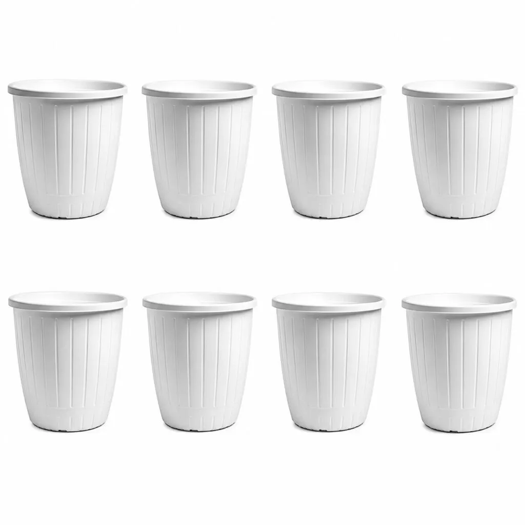Dura 10 inch white round plastic flower pot