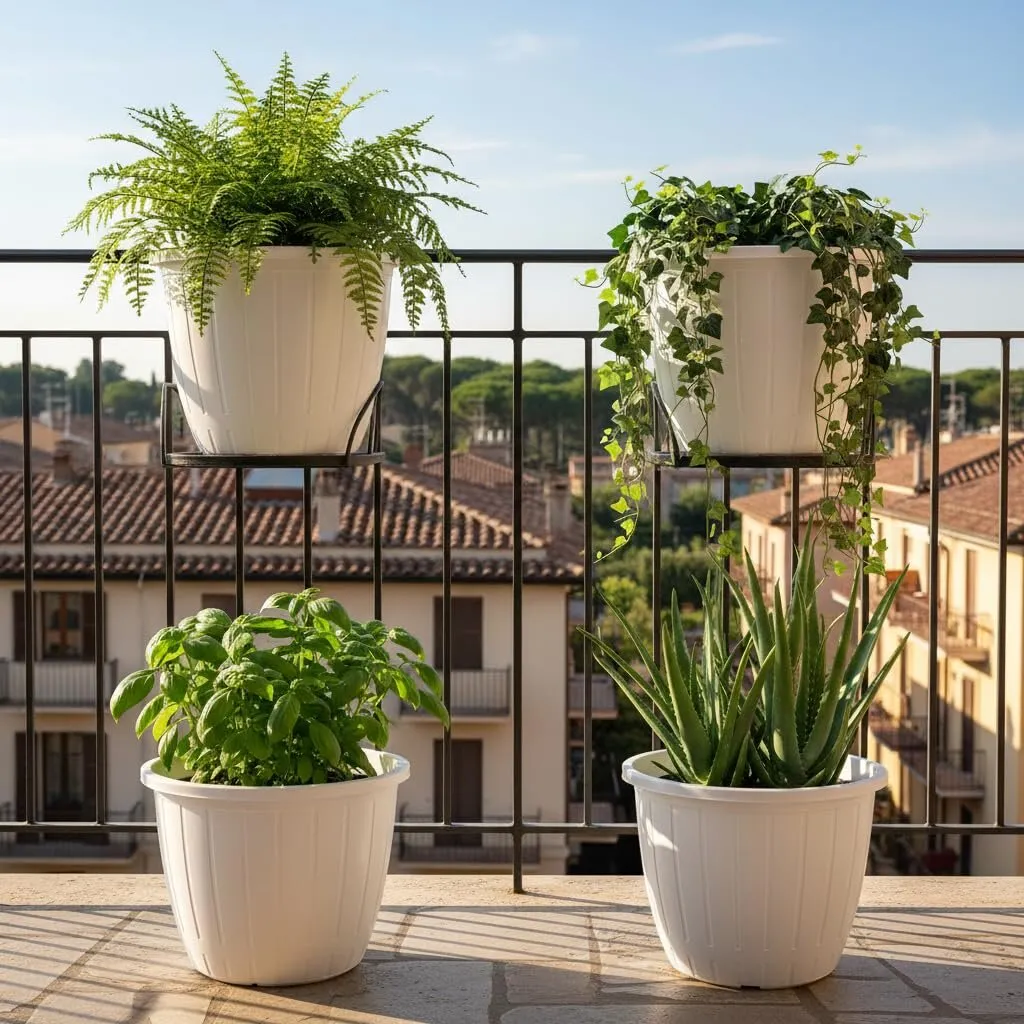 Dura 10 inch white round plastic flower pot
