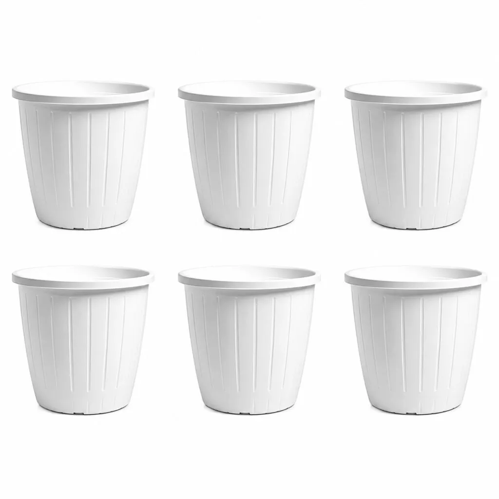 Dura 10 inch white round plastic flower pot