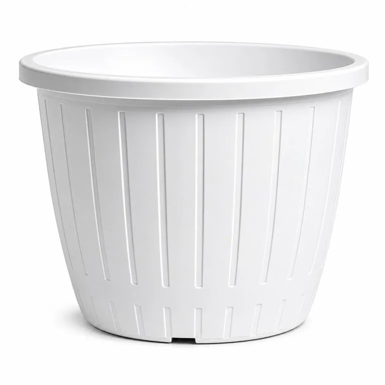 Dura 10 Inch White Round Plastic Flower Pot for Balcony