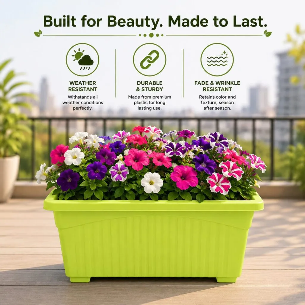 Jupiter 14 inch green rectangular window planter