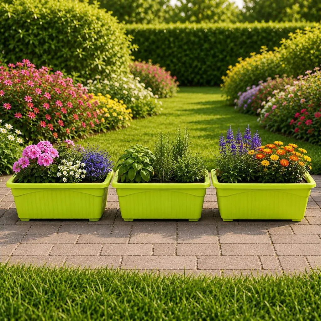 Jupiter 14 inch green rectangular window planter