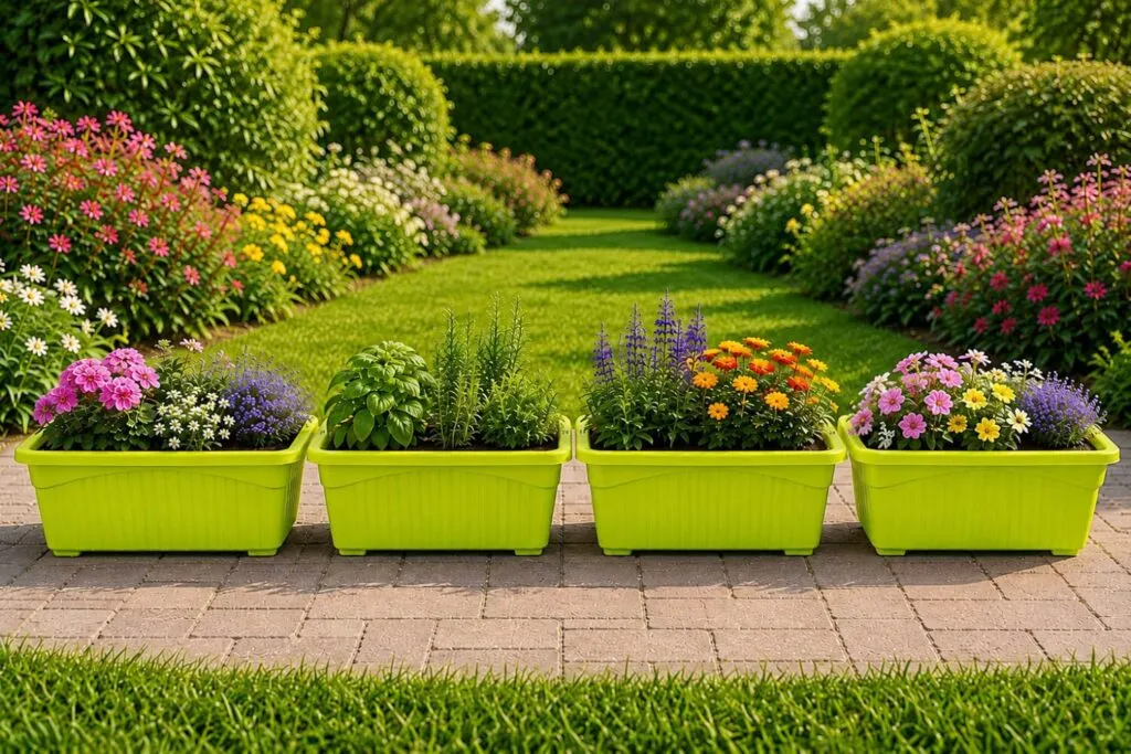 Jupiter 14 inch green rectangular window planter