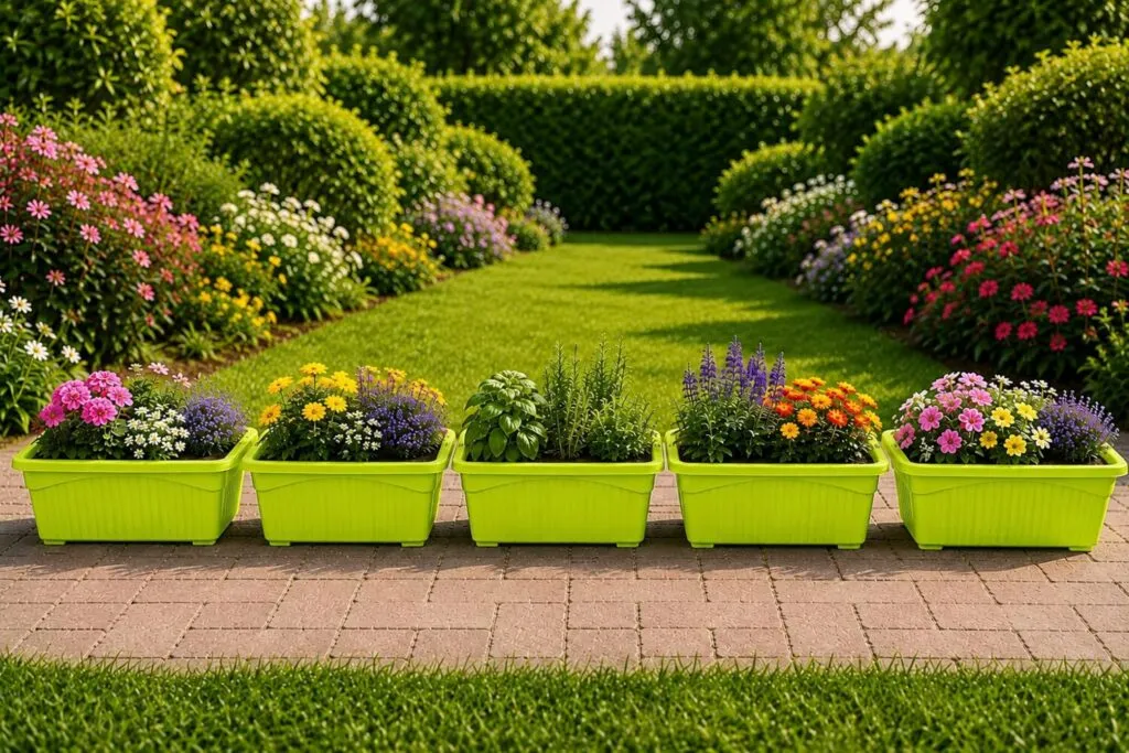 Jupiter 14 inch green rectangular window planter