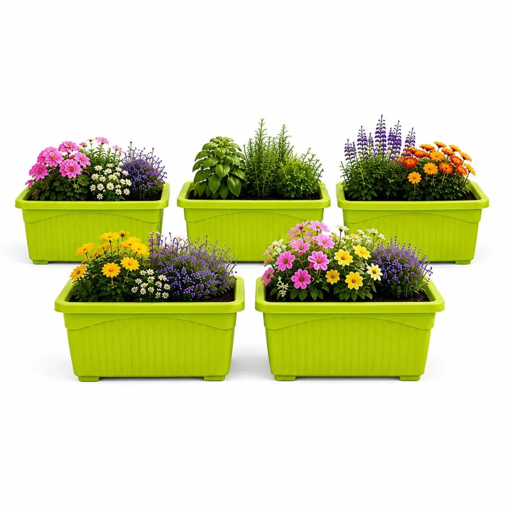 Jupiter 14 inch green rectangular window planter