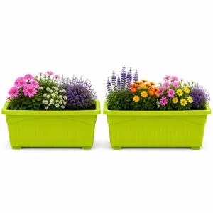 Jupiter 14 Inch Green Rectangular Window Planter for Balcony
