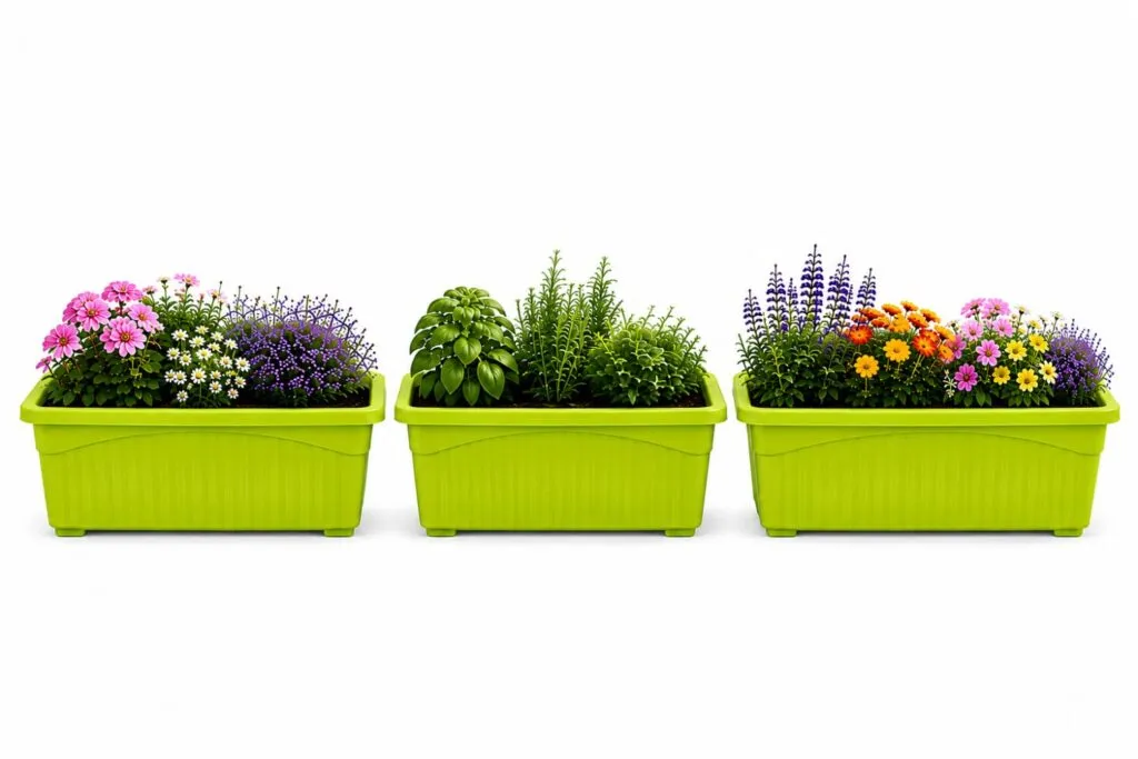 Jupiter 14 inch green rectangular window planter