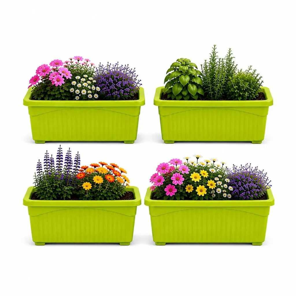 Jupiter 14 inch green rectangular window planter