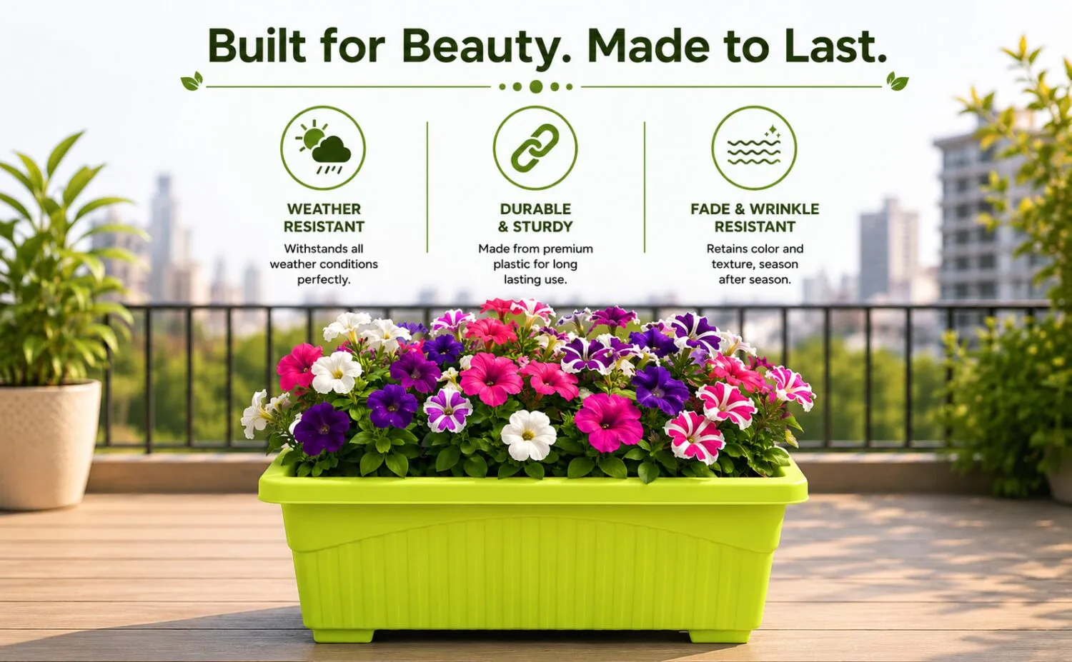 Jupiter 14 inch green rectangular window planter