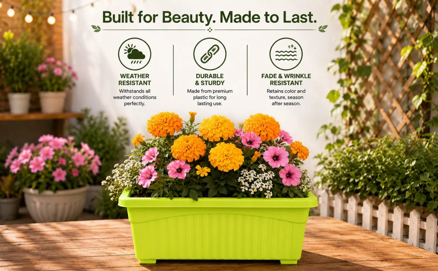 Jupiter 14 inch green rectangular window planter