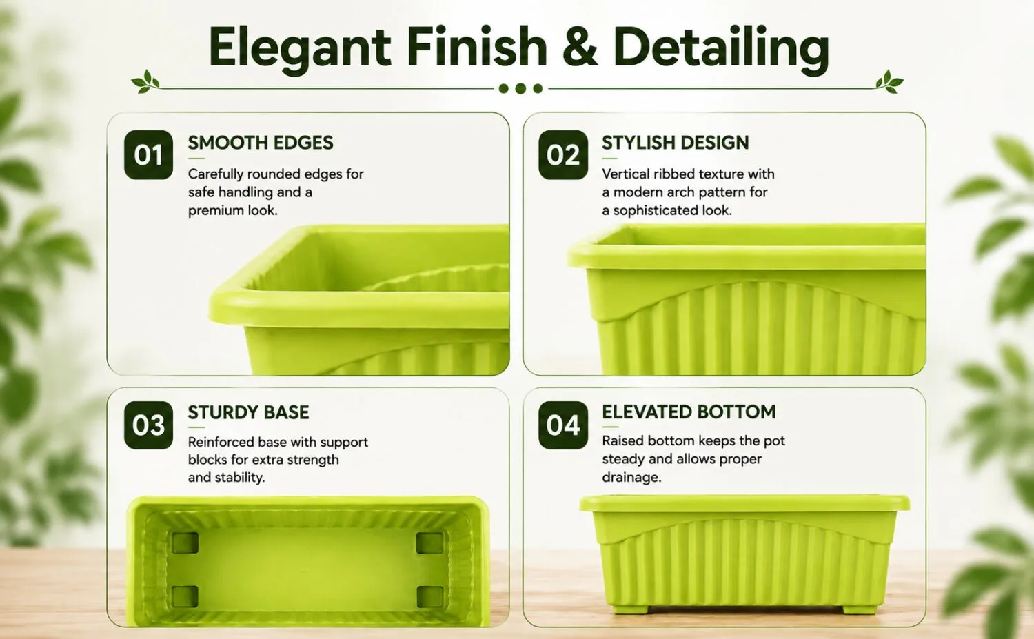 Jupiter 14 inch green rectangular window planter