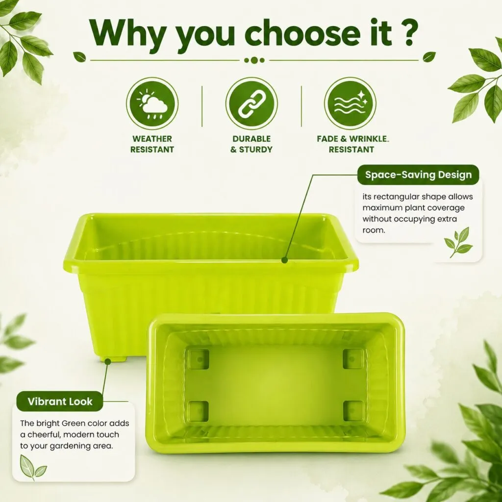 Jupiter 14 inch green rectangular window planter
