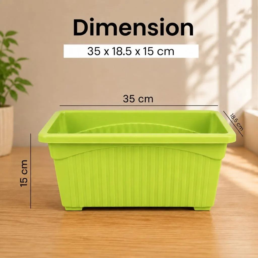 Jupiter 14 inch green rectangular window planter
