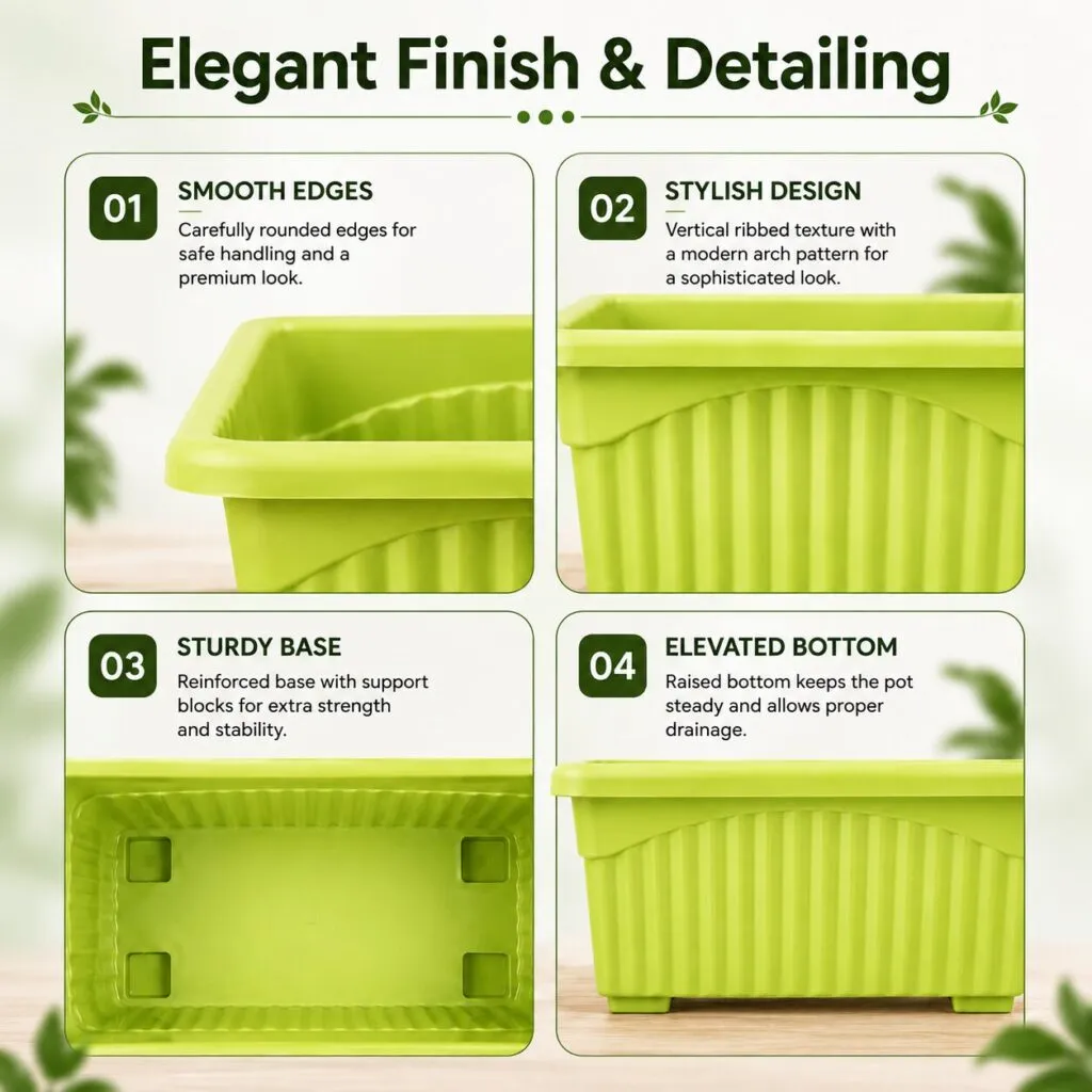Jupiter 14 inch green rectangular window planter