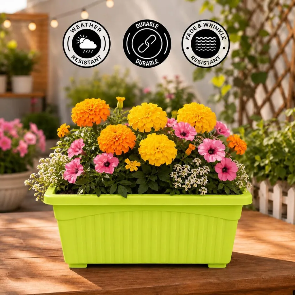 Jupiter 14 inch green rectangular window planter
