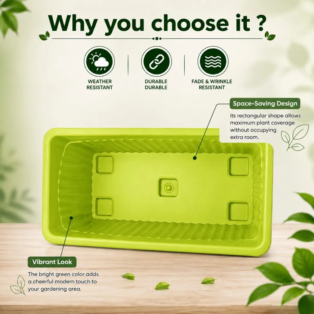 Jupiter 14 inch green rectangular window planter
