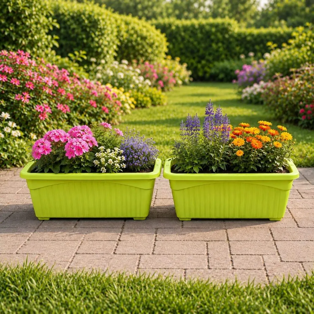 Jupiter 14 inch green rectangular window planter