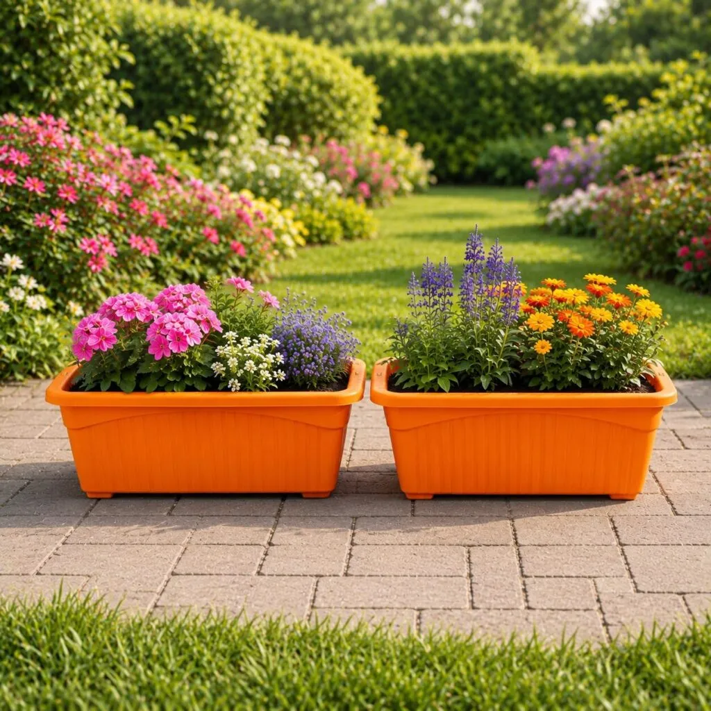 Jupiter 14 inch orange rectangular window planter