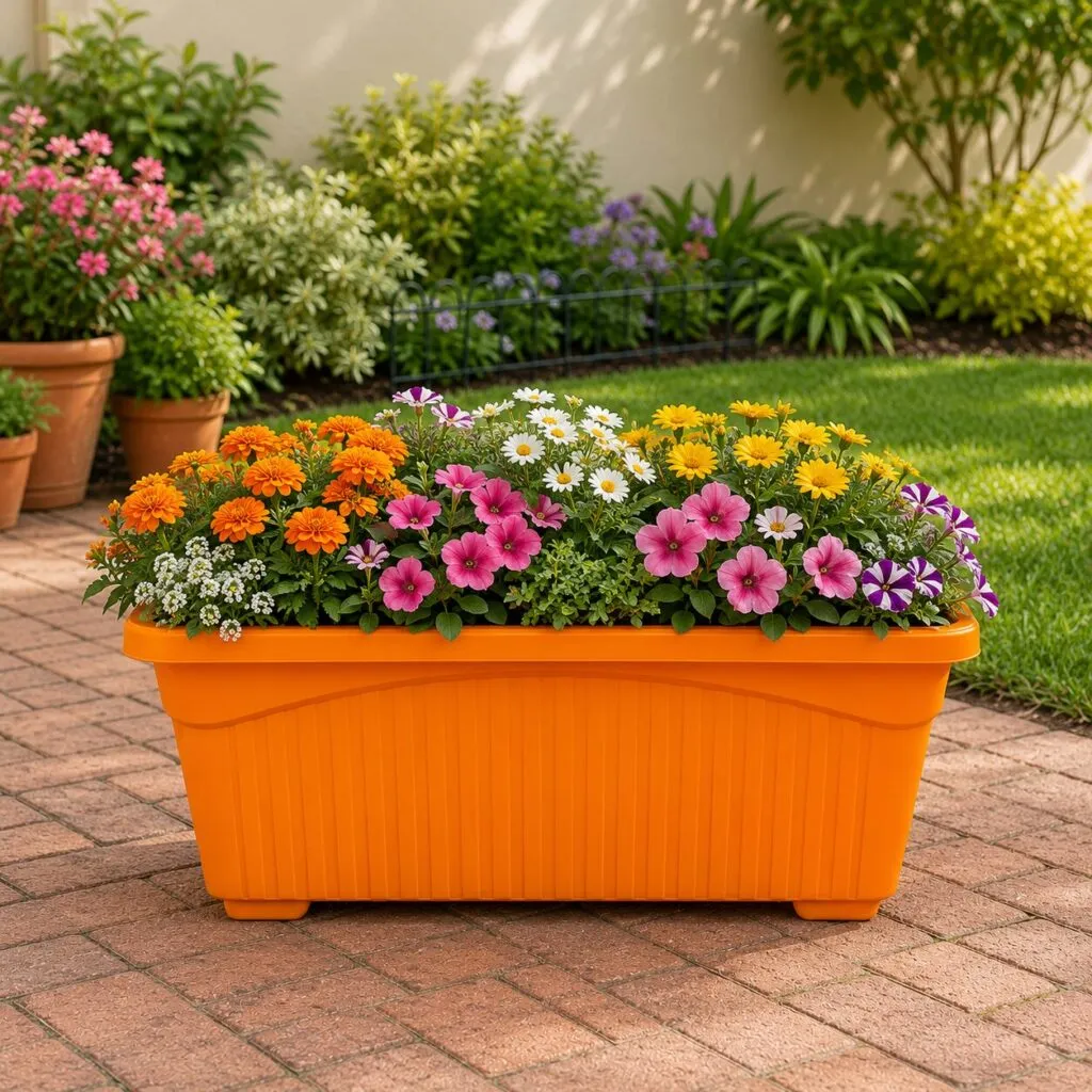 Jupiter 14 inch orange rectangular window planter