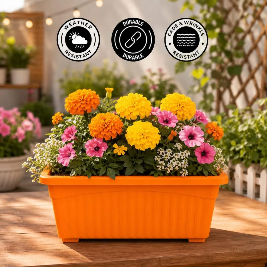Jupiter 14 inch orange rectangular window planter