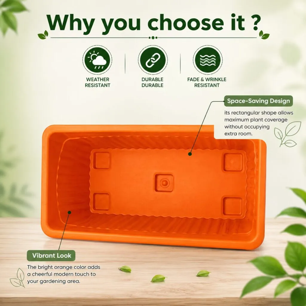 Jupiter 14 inch orange rectangular window planter