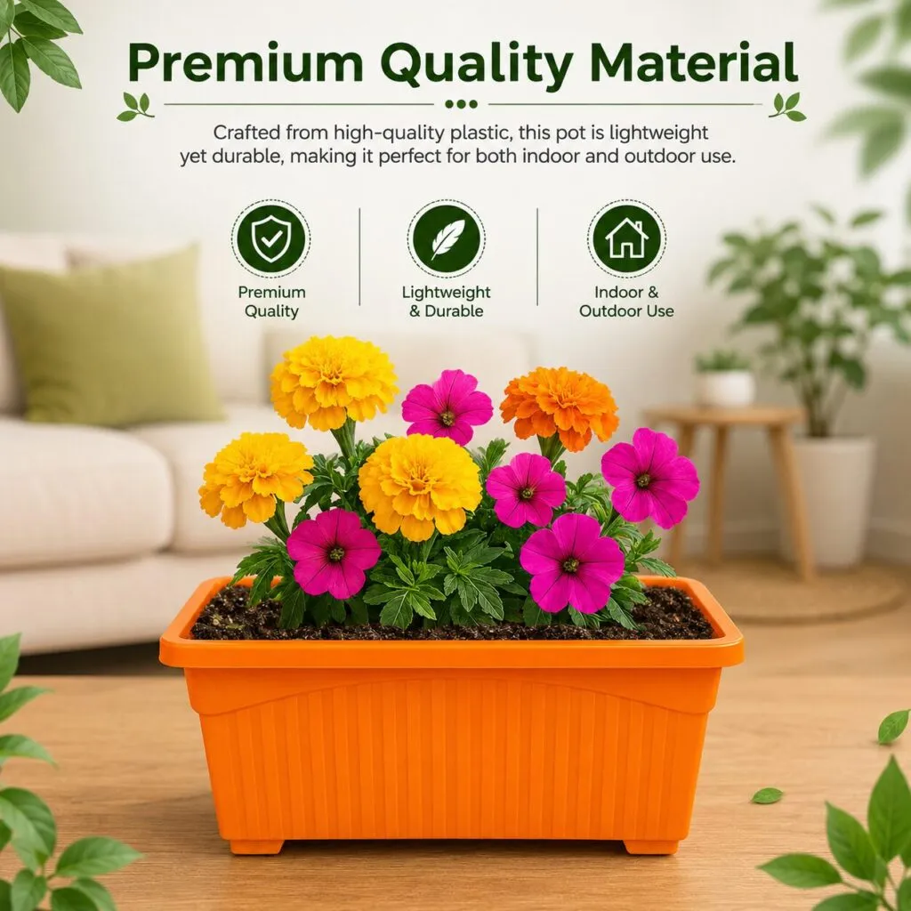 Jupiter 14 inch orange rectangular window planter
