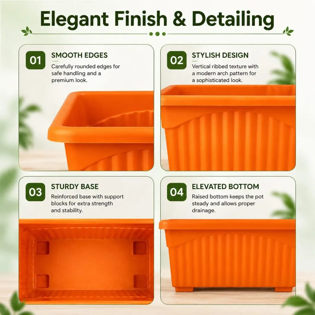 Jupiter 14 inch orange rectangular window planter