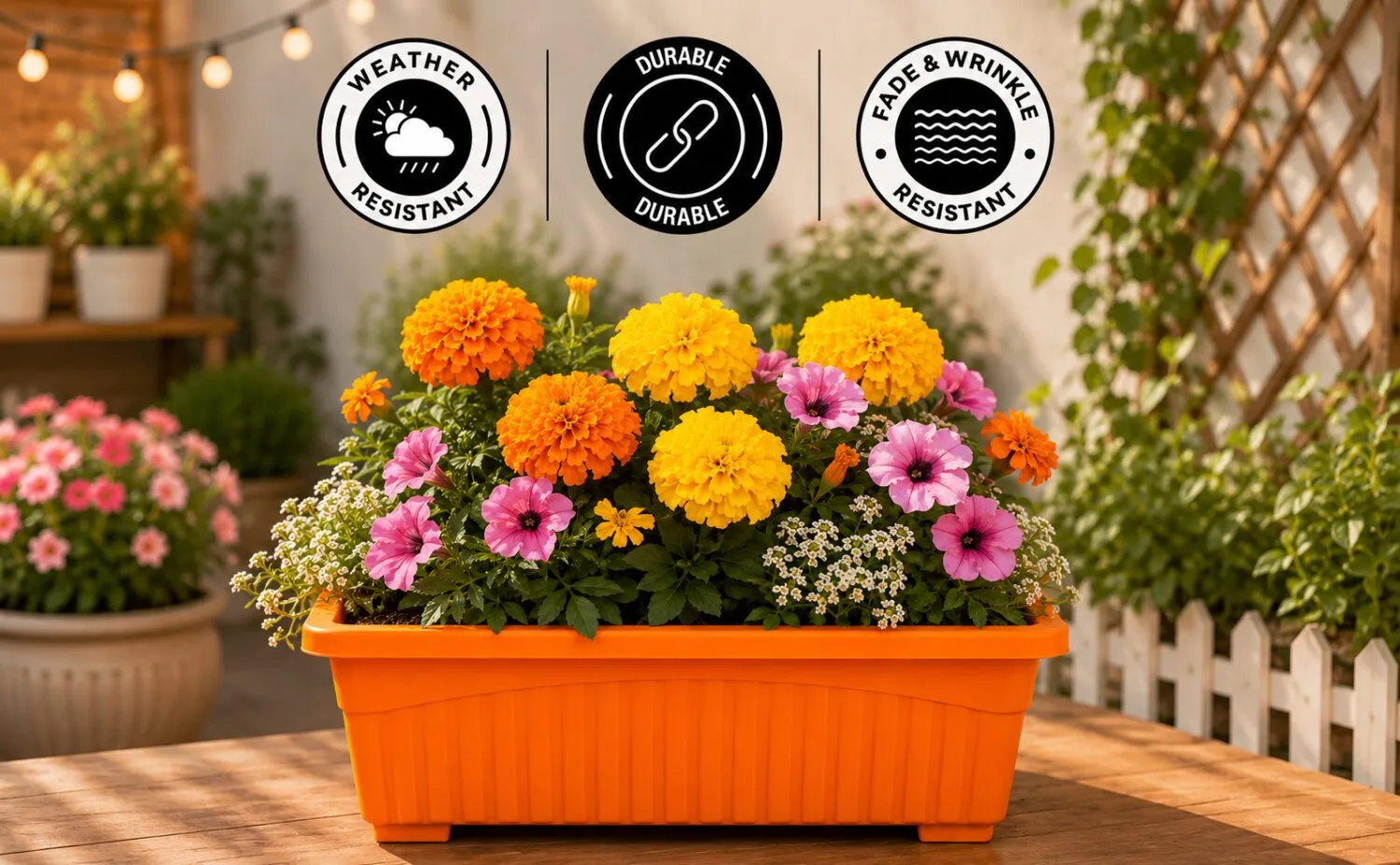 Jupiter 14 inch orange rectangular window planter
