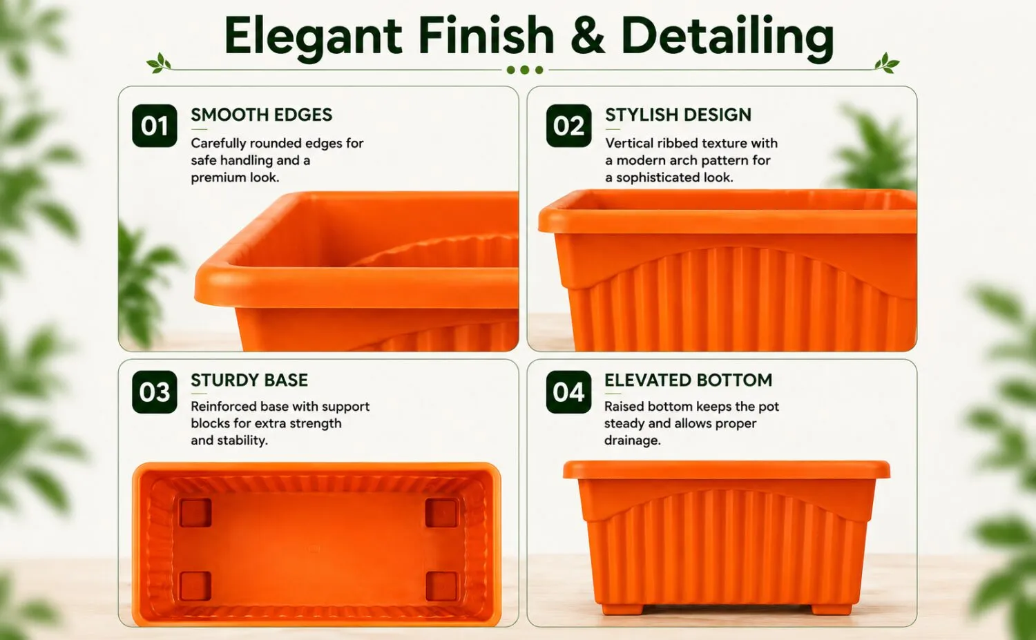 Jupiter 14 inch orange rectangular window planter