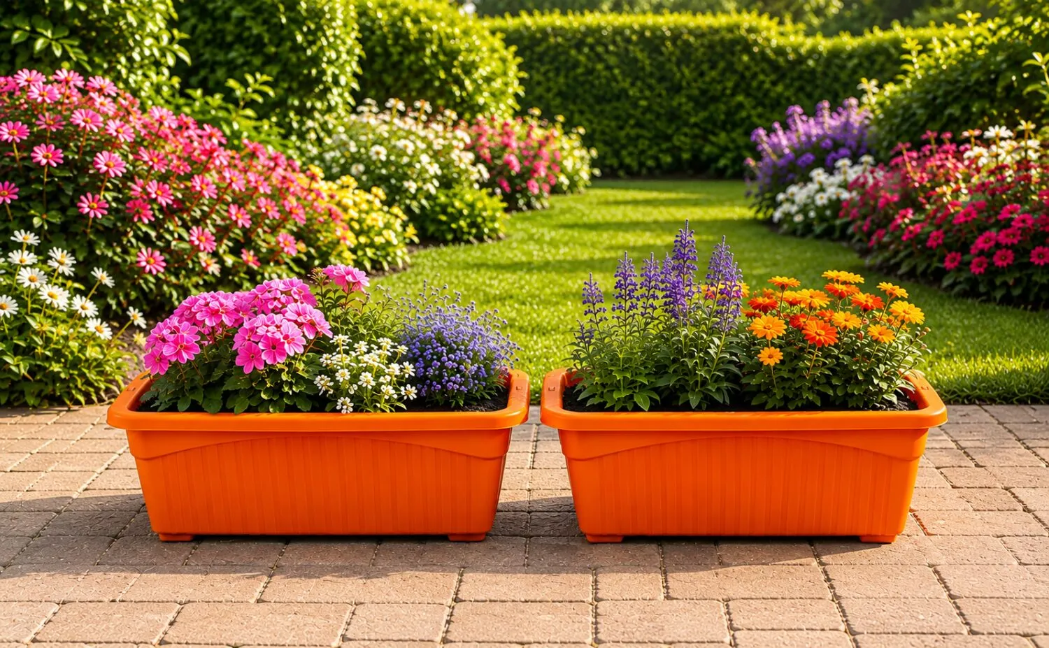 Jupiter 14 inch orange rectangular window planter