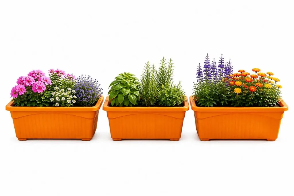 Jupiter 14 inch orange rectangular window planter