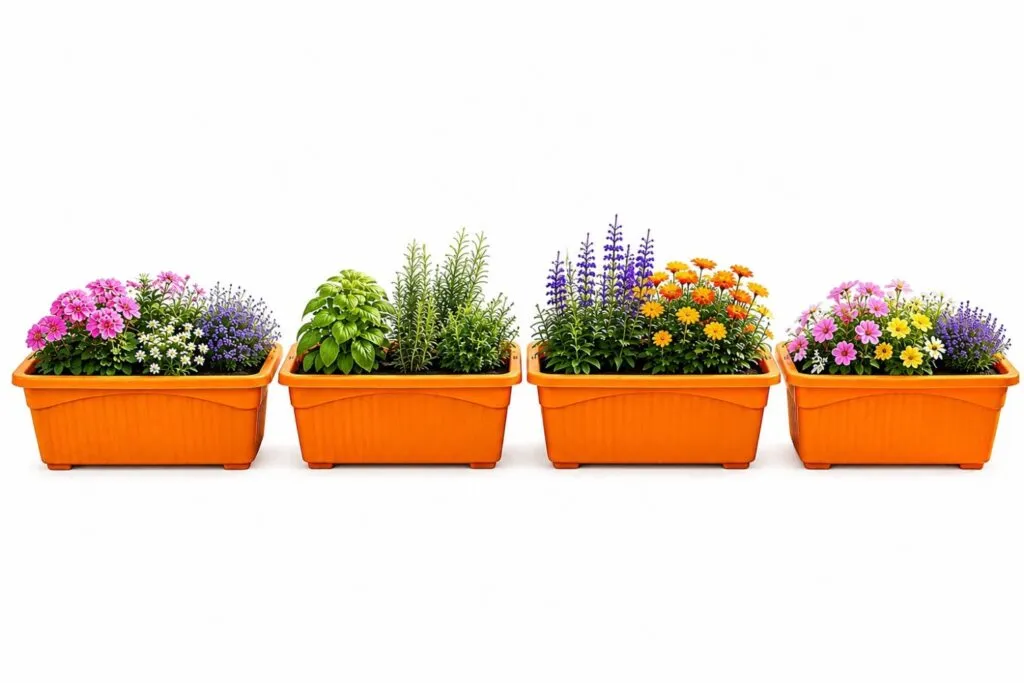 Jupiter 14 inch orange rectangular window planter