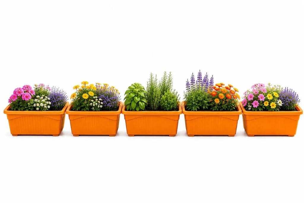 Jupiter 14 inch orange rectangular window planter