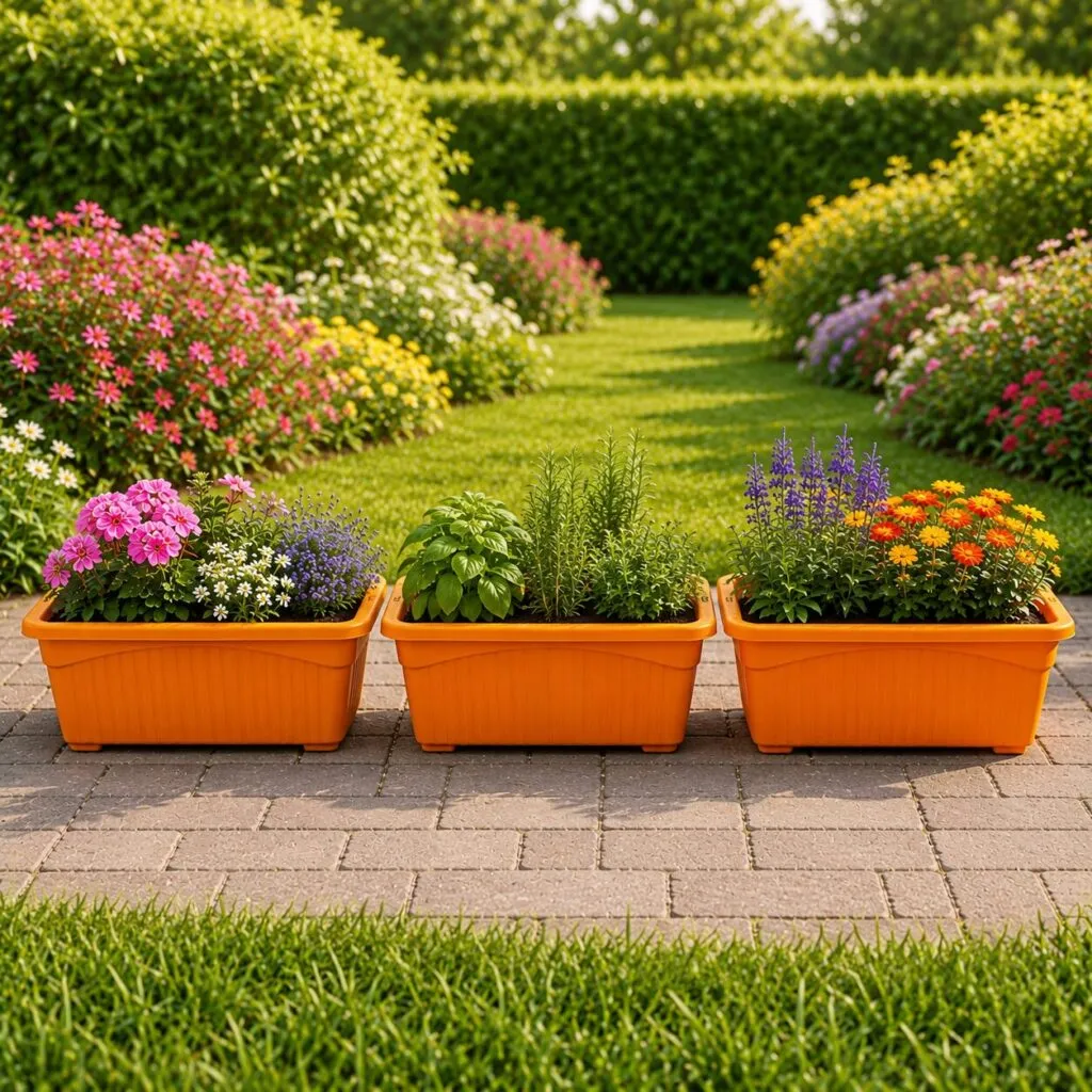 Jupiter 14 inch orange rectangular window planter