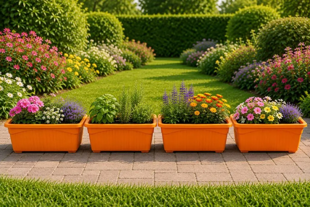 Jupiter 14 inch orange rectangular window planter