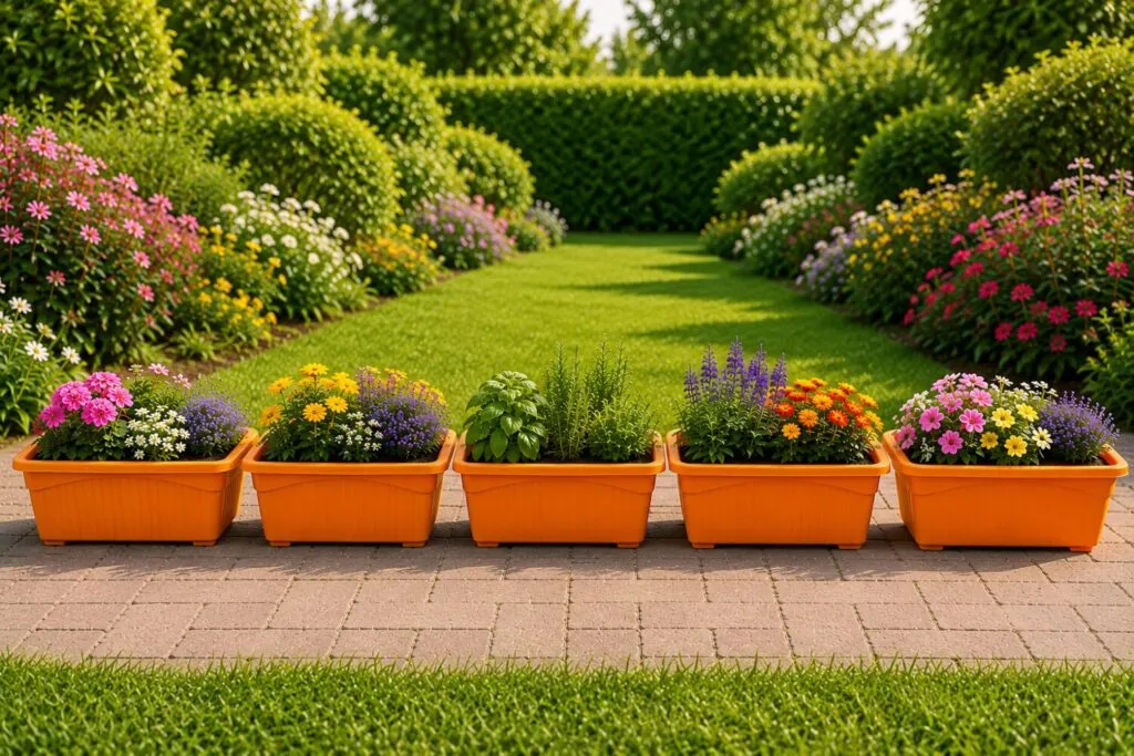 Jupiter 14 inch orange rectangular window planter