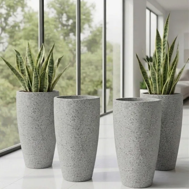 14 inch marble white plastic flower pot