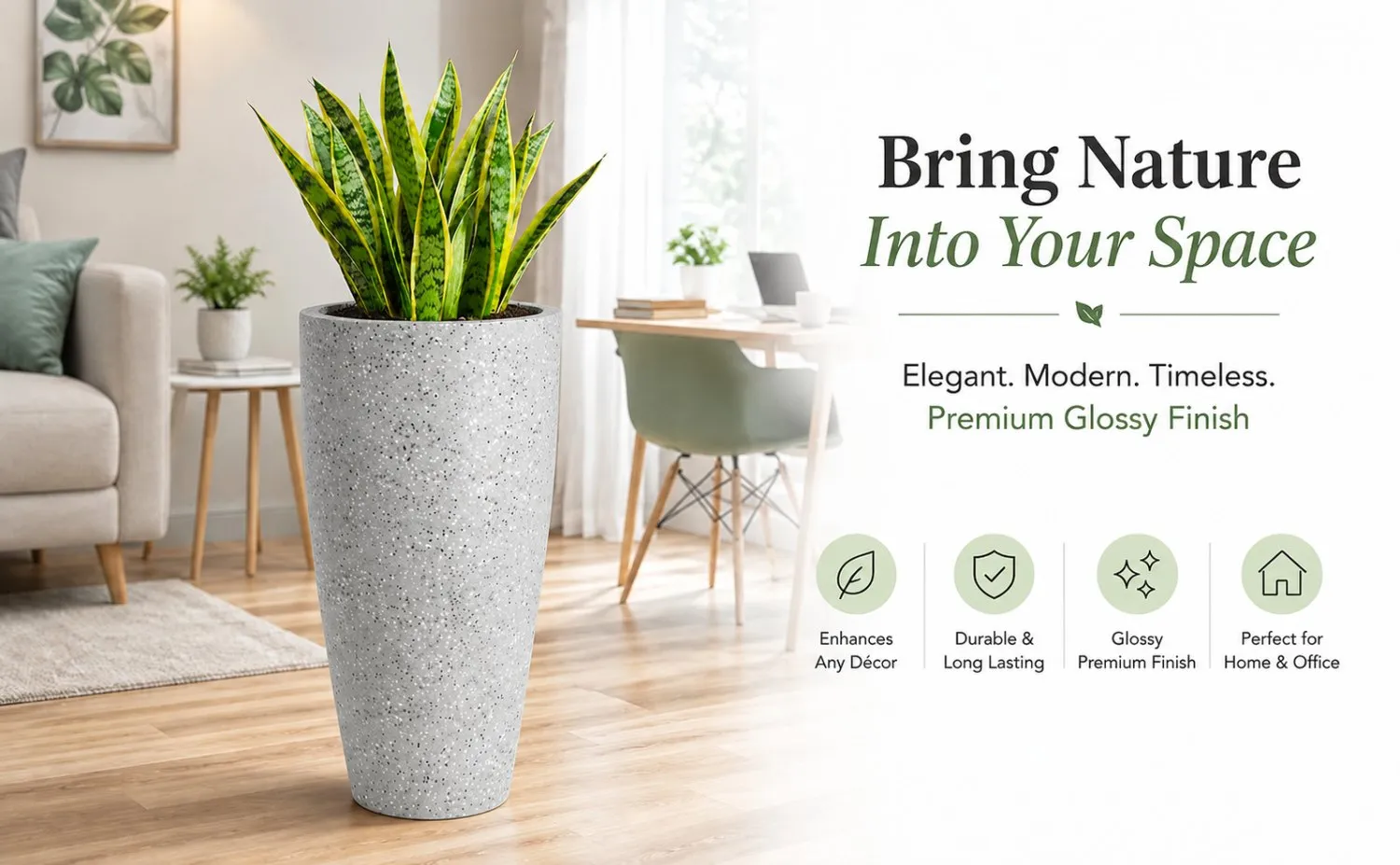 14 inch marble white plastic flower pot