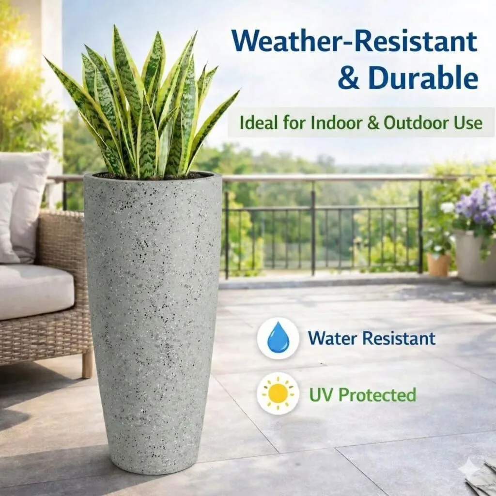 14 inch marble white plastic flower pot