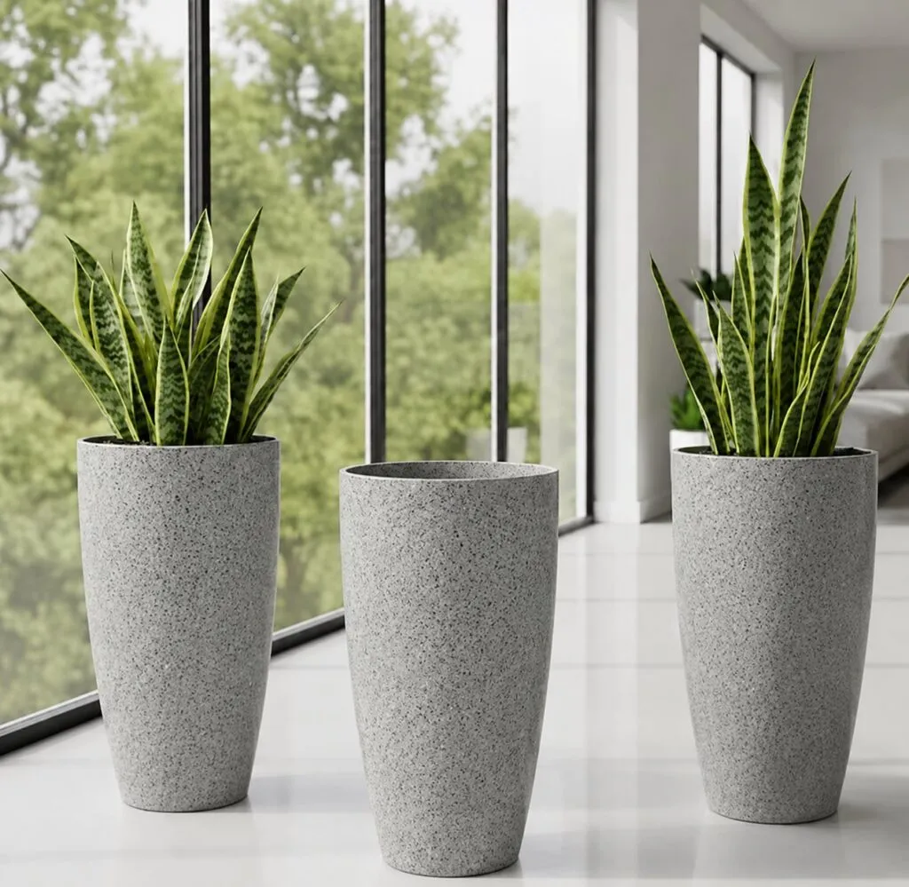 14 inch marble white plastic flower pot