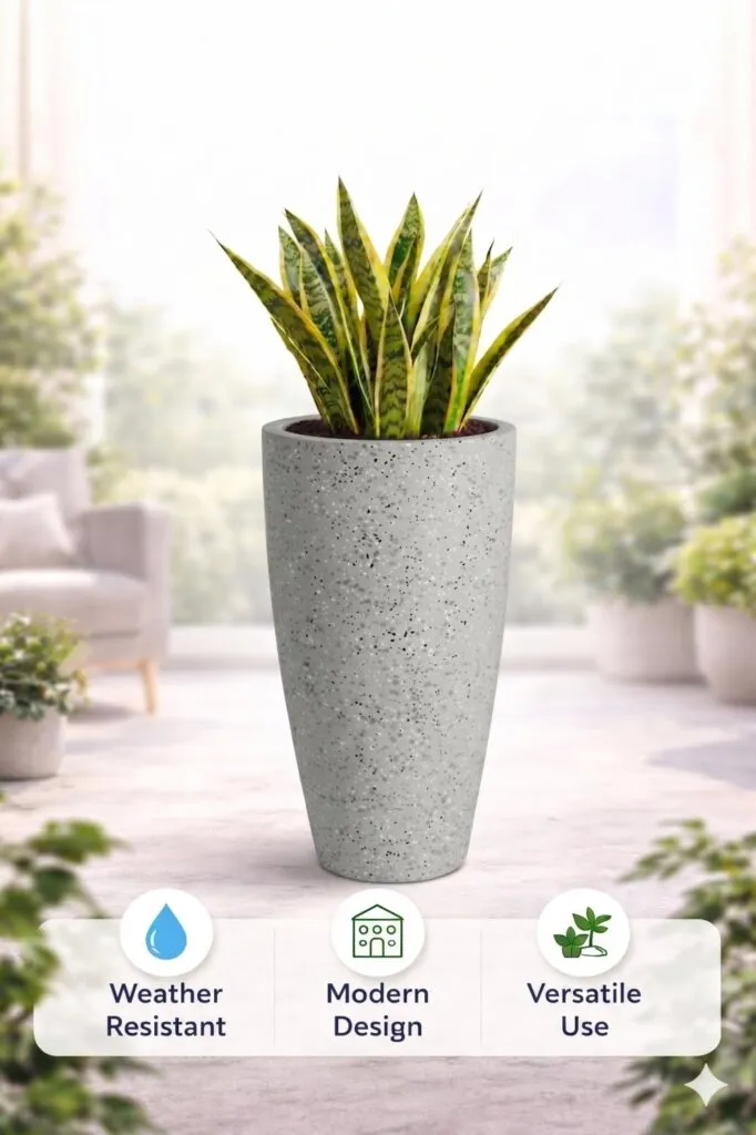 14 inch marble white plastic flower pot
