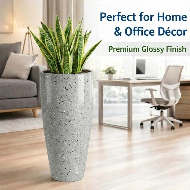 14 inch marble white plastic flower pot